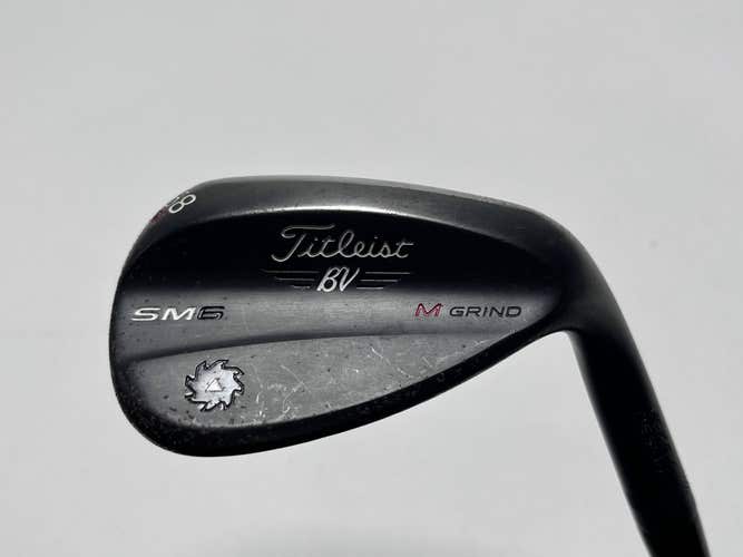 Titleist Vokey SM6 Jet Black Wedge 58* 8 Bounce M-Grind S400 Stiff Steel Mens RH