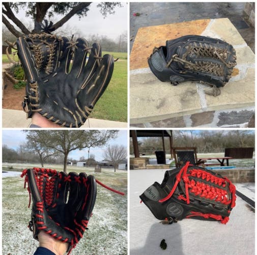 Professional baseball glove restoration/relacing