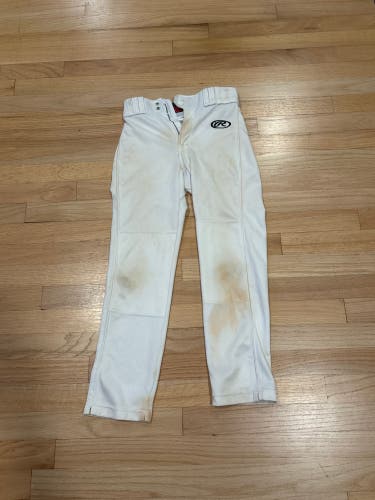 White Unisex Medium Youth Rawlings Game Pants (Used)