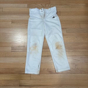 White Unisex Small Youth Adidas CLIMALITE Game Pants (Used) HAVE SOME STAINS
