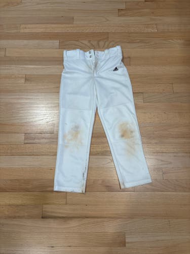White Unisex Small Youth Adidas CLIMALITE Game Pants (Used) HAVE SOME STAINS