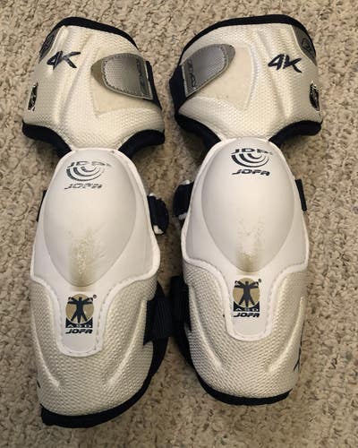 Reebok NHL White Shield Series 4k Hockey Elbow Pads w/ Jofa ASD/JDP, Senior Small (Used)