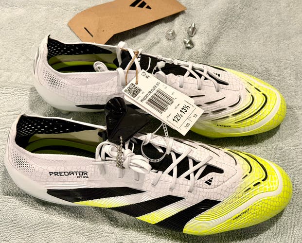 White Men's Size M 12.0 (W 13.0) Adidas Predator Elite SG Cleats (New)