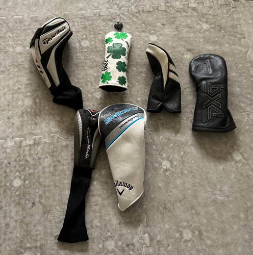 Driver TaylorMade, PXG, Callaway Head Cover. Taylor made, lucky clover, 3wood, wood cover