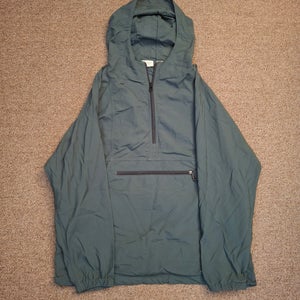 LL Bean Mens Green Anorak Pullover Nylon Windbreaker Jacket Sz Large