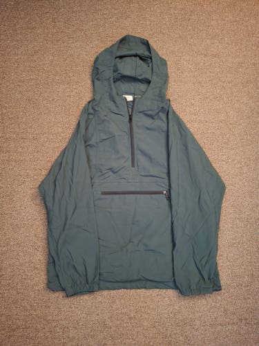 LL Bean Mens Green Anorak Pullover Nylon Windbreaker Jacket Sz Large