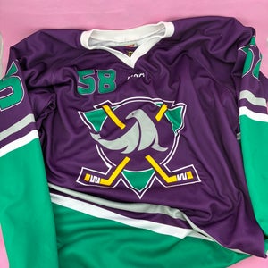 MNM Sports Supreme Purple and White Mighty Ducks Vintage Style Hockey Jerseys XL
