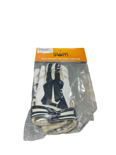 Used Nike NAVY/WHITE FOOTBALL GLOVES FB Gloves Navy Blue MD 11834-S000050091