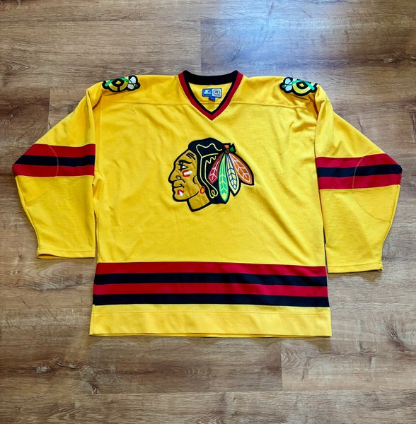 Vintage Starter Chicago Blackhawks Yellow Fashion Jersey (XL)