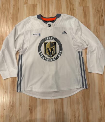 Vegas Golden Knights Adidas MIC Pro Stock Hockey White Practice Jersey Size 56 VGK