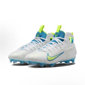 new men's 11.5 Nike Huarache 9 Elite LAX Lacrosse Cleats White/blue-volt FV6149-100