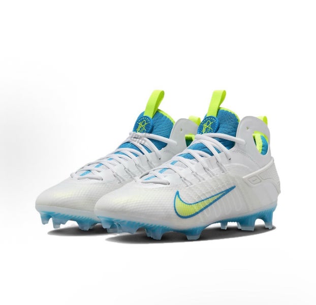 new men's 11.5 Nike Huarache 9 Elite LAX Lacrosse Cleats White/blue-volt FV6149-100