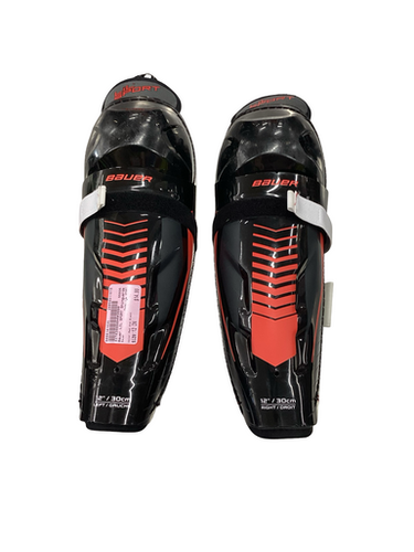 Used Bauer LIL SPORT Junior Shin Guards Red And Black 12" 11613-S000181635