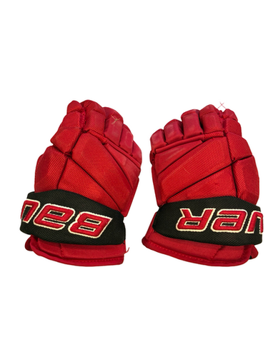 Used Bauer JR CANES GLOVES Junior Gloves Red 11" 11682-S000128551