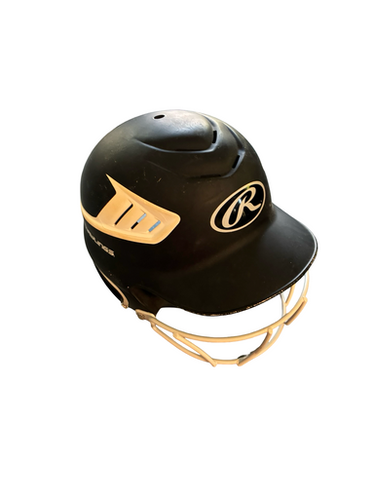 Used Rawlings HELMET W/ MASK Batting Helmet w/Mask Black MD 11682-S000131535