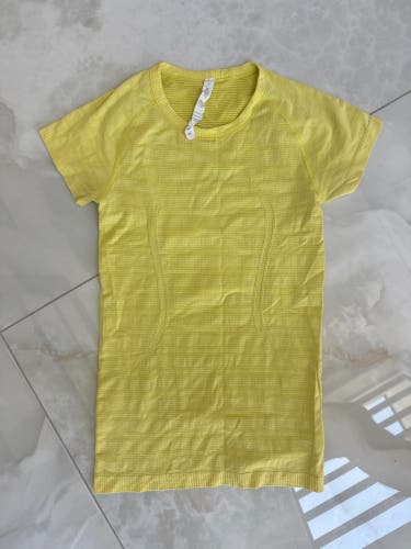 Yellow Women's Metal Vent Tech Lululemon Shirt Size 6