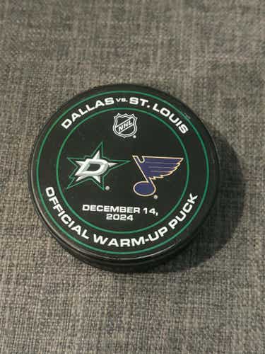 Dallas Stars vs St. Louis Blues NHL Official Warm Up Hockey Puck