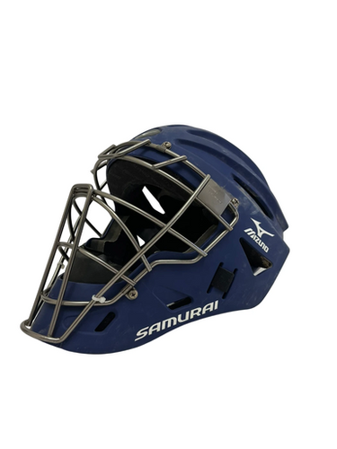Used Mizuno YOUTH SAMURAI Catchers Helmet w/Mask Royal Blue One Size 11692-S000148395
