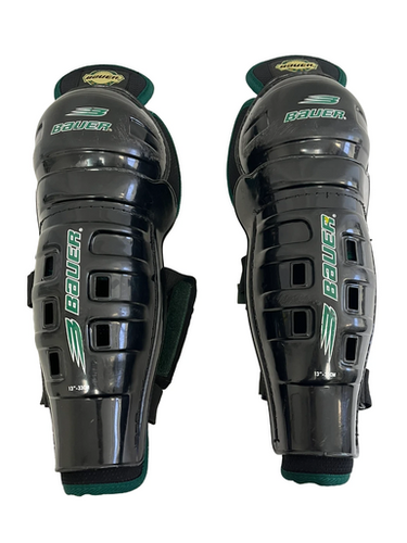 Used Bauer SG500 Intermediate Shin Guards Black And Green 13" 11692-S000150404