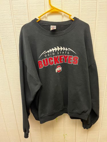 Vintage JERZEES Ohio State Buckeyes Sweatshirt Men’s 2XL Black Crewneck Football