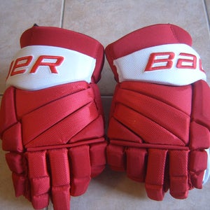 Brand New Bauer Notre Dame Vapor Pro Team Hockey Gloves 13" Red/White