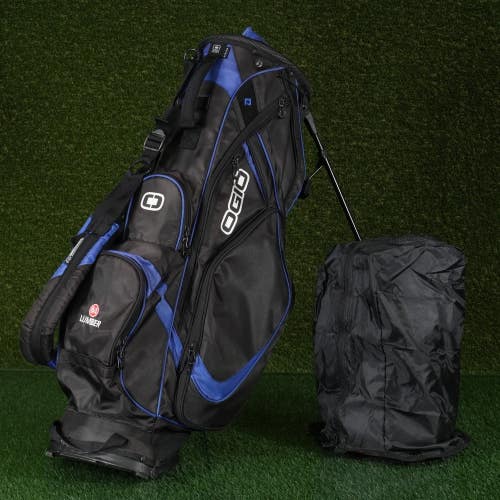 Ogio Vision Stand Golf Bag Black Blue 8-Way W/ Rainhood & 84 Lumber Embroidery