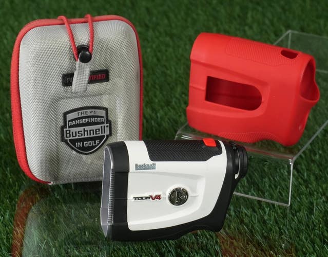 Bushnell Tour V4 Rangefinder Golf Range Finder With Hard Case & Red Sleeve