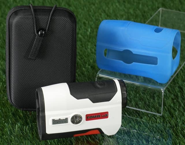 Bushnell Tour V3 Rangefinder Golf Range Finder With Hard Case & Blue Sleeve