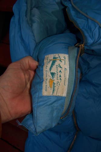 Vintage REI Down Mummy Sleeping Bag, Center Zipper