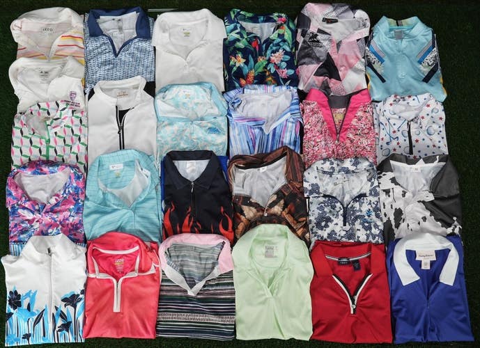 (25) Womens Golf Clothing Lot Medium Sleeveless Polo Shirt IZOD Adidas & More!