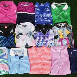 (13) Womens Golf Clothing Lot Medium Short Sleeved Polo Shirt Callaway IZOD++