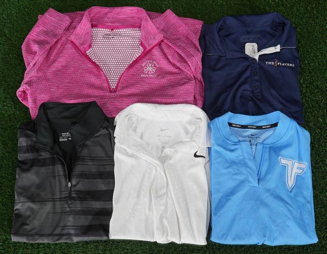 (5) Womens Golf Clothing Lot Medium Nike Dri-FIT Polo Shirts & Pullover