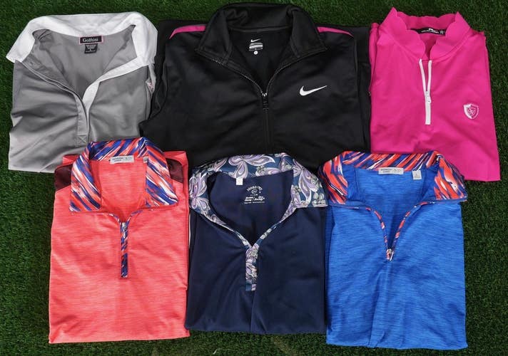 (6) Womens Golf Clothing Lot Large Sleeveless Polo Shirts W/ Nike Full Jacket