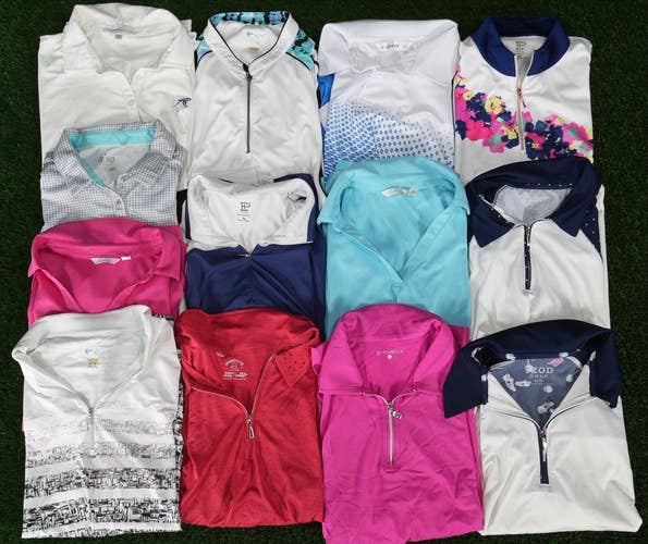 (13) Womens Golf Lot XL Polo Shirt Quarter Zip Top IZOD Sofibella EP Pro Lady++