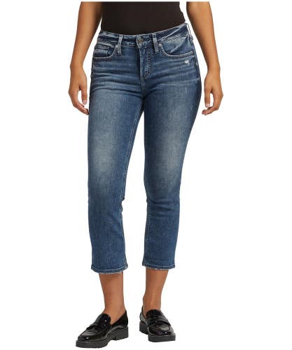 Silver Jeans Suki Jeans Women 27x23.5 Indigo Denim Mid Rise Zip Fly Capri NLW345