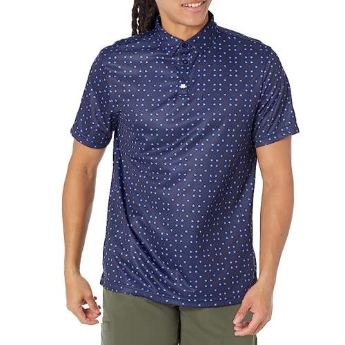 Black Clover Easy Breezy Polo Men's L Navy Short Sleeve Golf Shirt Active NLW56