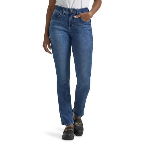 Lee Ultra Lux Comfort with Flex Motion Jeans Women 16 Blue Denim Straight NLW298