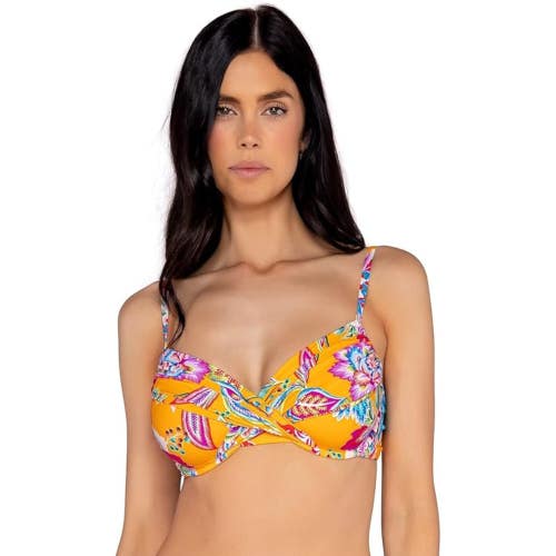 Sunsets Bikini Top Women 38D Multi Twist Front Crossroads Underwire Beach NLW284