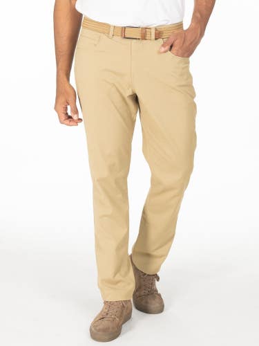 Tasc Performance Motion Pants Mens 34x32 Khaki Woven Straight Leg Zip Fly NLW341