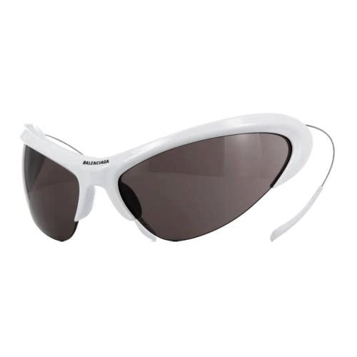 Balenciaga BB0232S Sunglasses Unisex White Frame with Gray Rectangle Lens NLW383