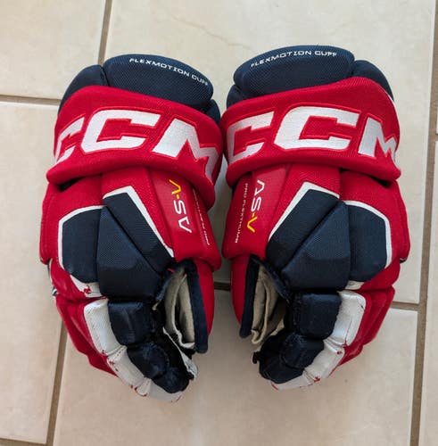 CCM Tacks AS-V Gloves 14" (Used) Navy/Red/White