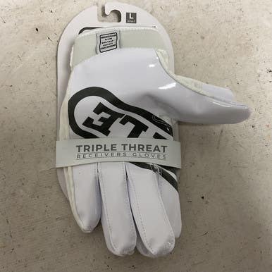 Used Battle Sports TRIPLE WHITE RECEIVER FB Gloves White LG 11855-S000203145