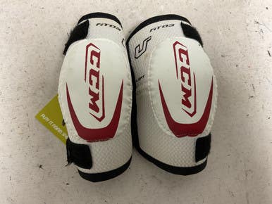 Used CCM FIT03 Youth Elbow Pads White And Red MD 11855-S000203129