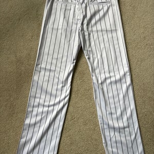White w Black Pinstripes Men's Large Adult Baseball Express Game Pants (New)