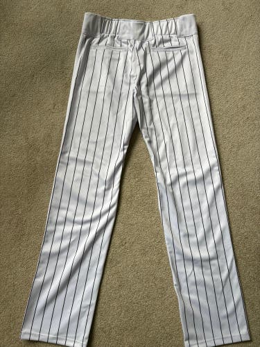 White w Black Pinstripes Men's Large Adult Baseball Express Game Pants (New)