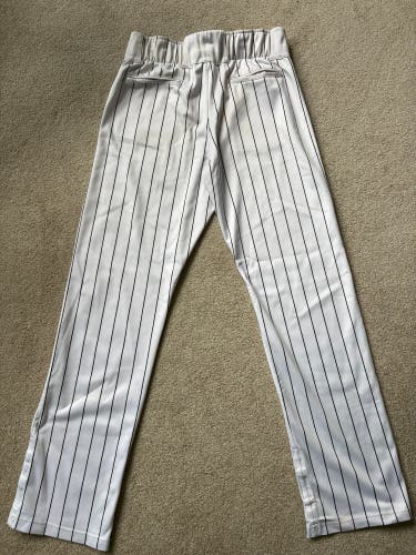 White w Black Pinstripes Men's Large Adult Baseball Express Game Pants (slightly used)