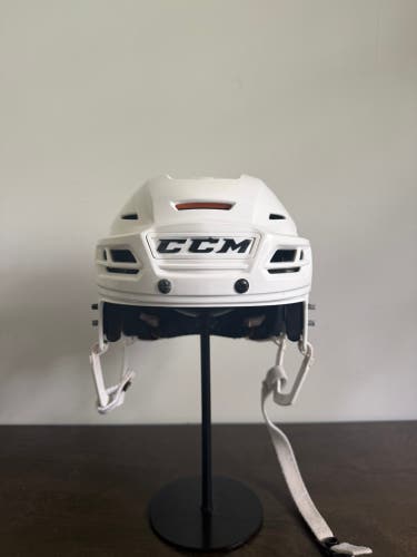 Small White CCM Tacks 710 Helmet Pro Stock (Used)