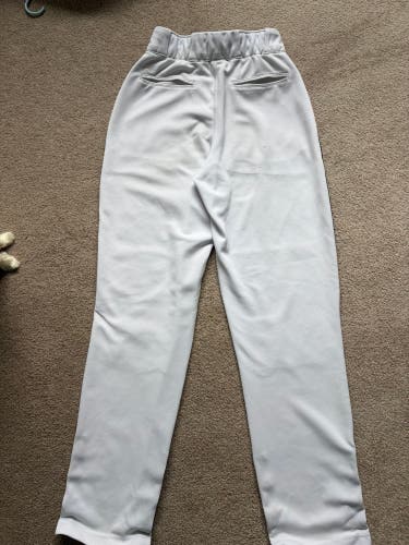 White w Navy Blue Pinstripes, Men's Medium, Adult, Baseball Express, Game Pants (slightly used)