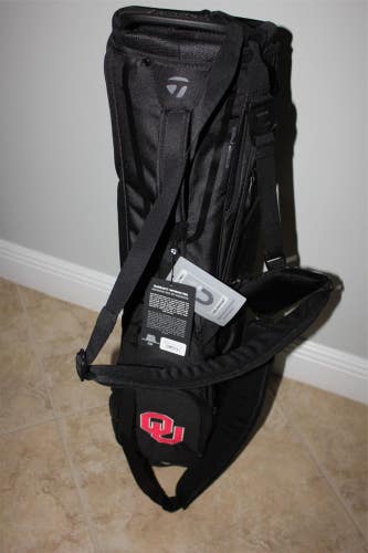 NEW TAYLORMADE FLEX TECH LITE STAND BAG - BLACK - UNIVERSITY OF OAKLAHOMA