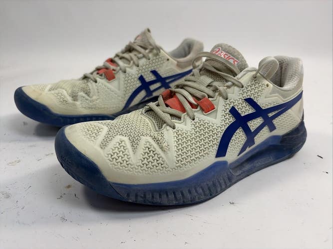 Asics Gel Resolution Tennis Shoes, Size 9, White/Blue